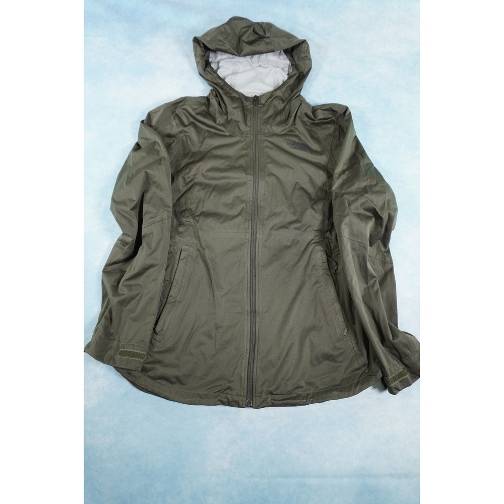 The North Face DryVent Rain Jacket Womens L Olive Green Waterproof Hooded Shell